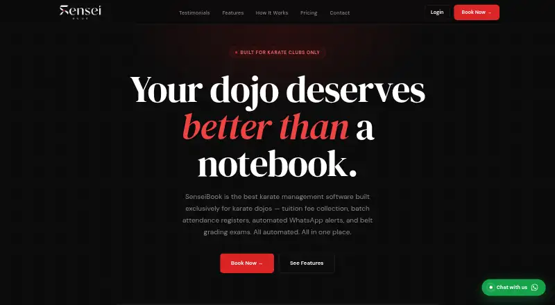 The SenseiBook homepage