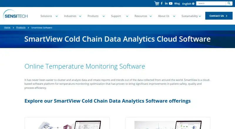 The Sensitech SmartView homepage