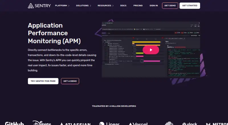 The Sentry Performance homepage