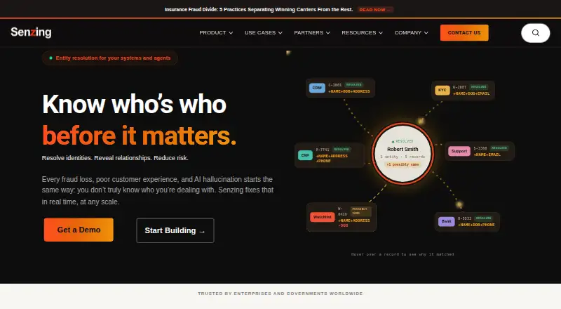 The Senzing Entity Resolution homepage