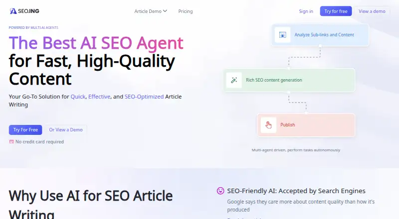 The seo.ing homepage