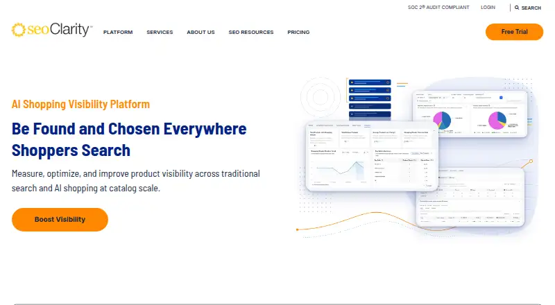 The seoClarity homepage