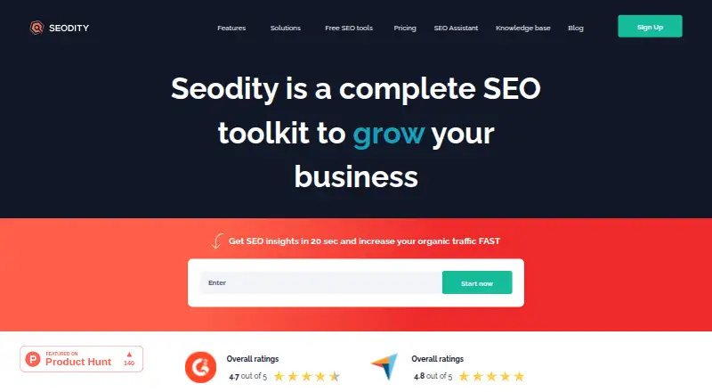The Seodity homepage
