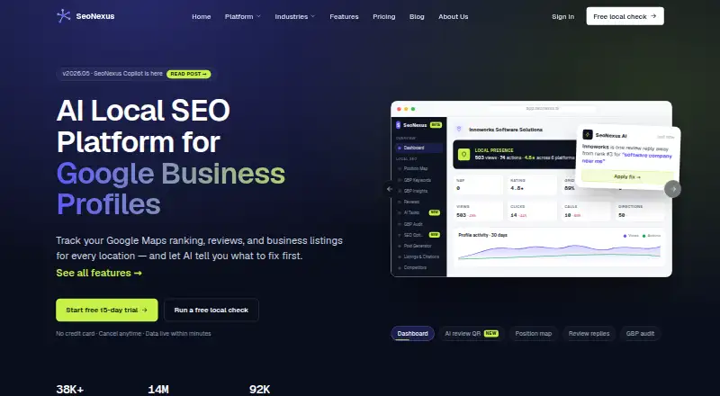The SeoNexus homepage