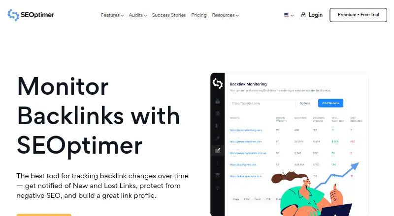 The Monitor Backlinks homepage