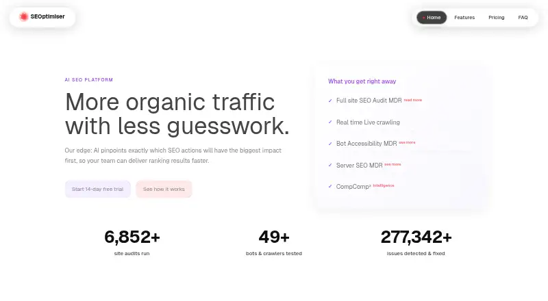The SEOptimiser homepage