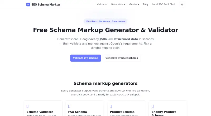The SEO Schema Markup homepage