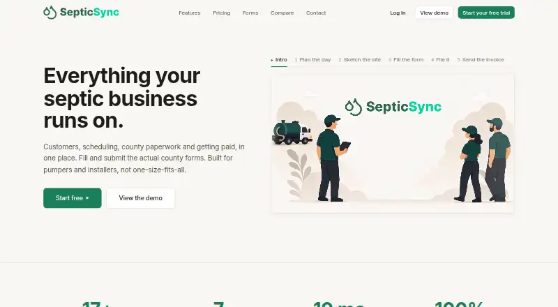 The SepticSync homepage
