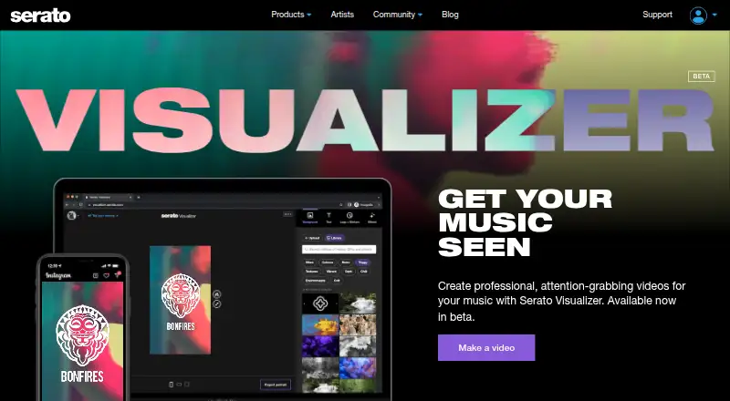 The Serato Visualizer homepage