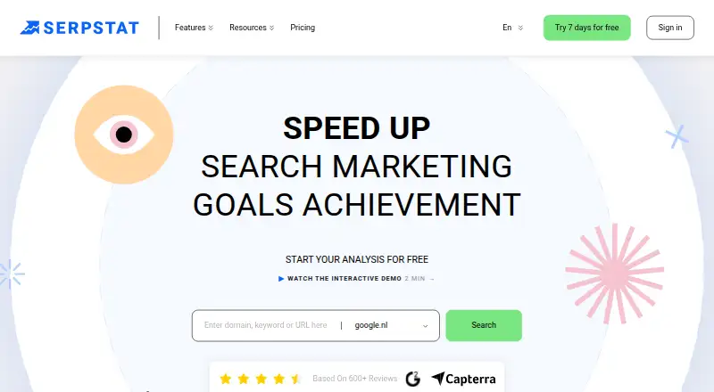 The Serpstat homepage