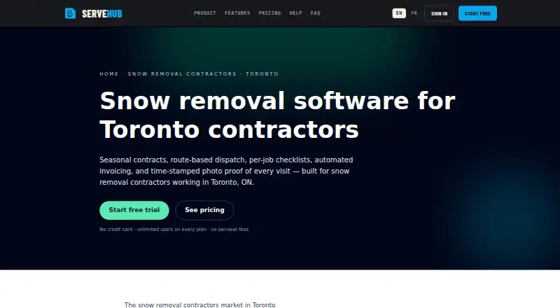 The Snow Removal CRM by ServeHub homepage