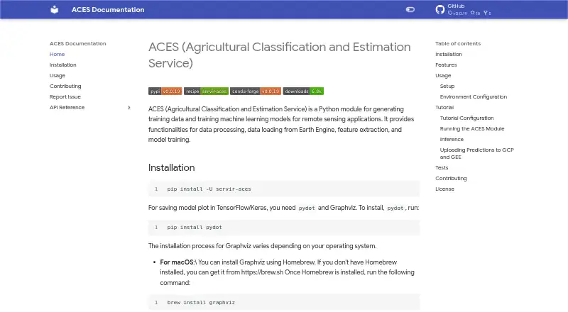 The SERVIR-ACES homepage