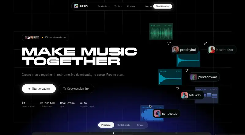 The Sesh homepage