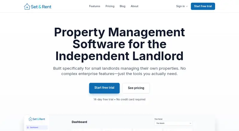 The Set & Rent homepage