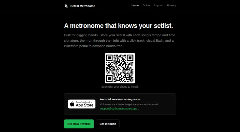 The Setlist Metronome homepage