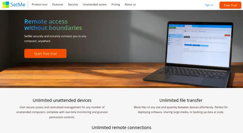 The SetMe homepage