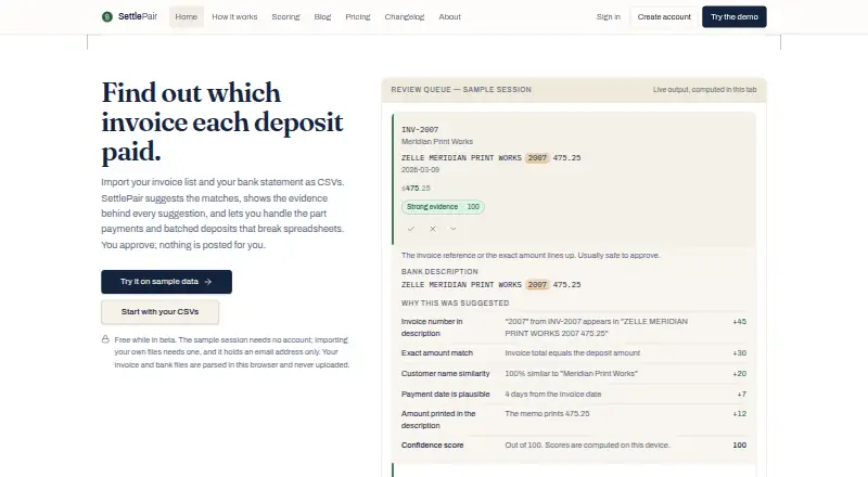 The SettlePair homepage