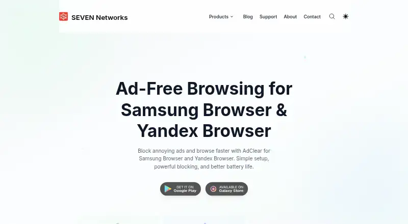 The AdClear Content Blocker homepage
