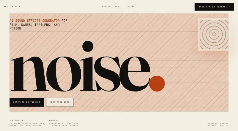 The SFX Studio homepage