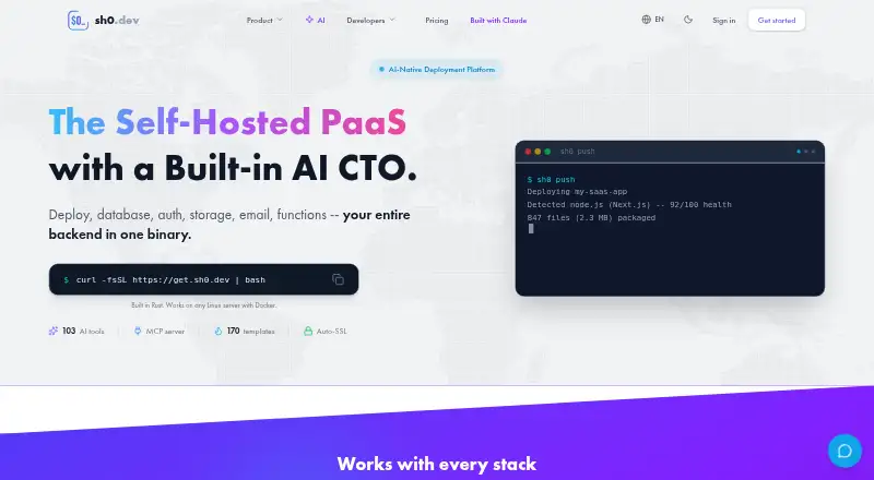 The sh0 homepage