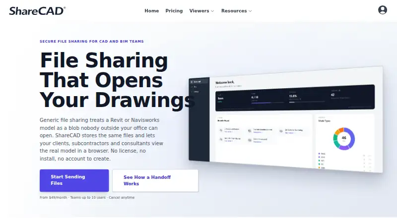 The ShareCAD homepage