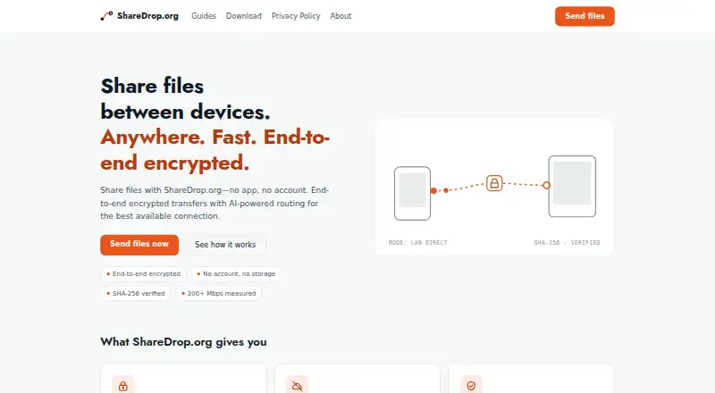 The ShareDrop.org homepage