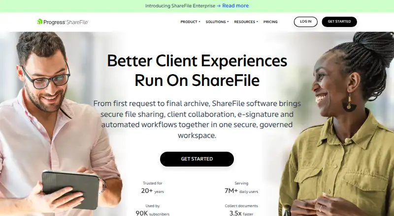 The ShareFile homepage