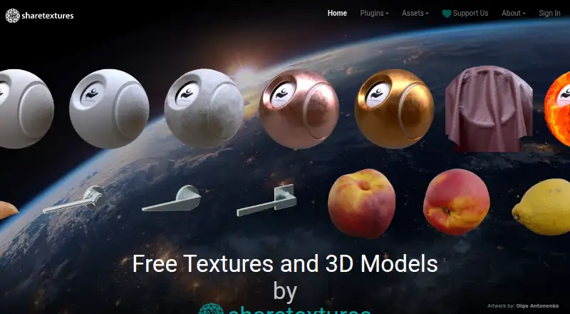 The ShareTextures homepage