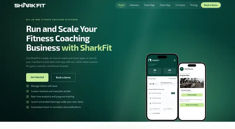 The SharkFit homepage