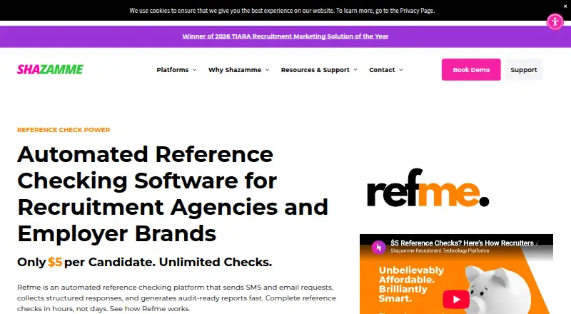 The Refme homepage