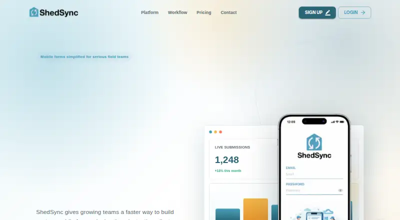 The ShedSync homepage