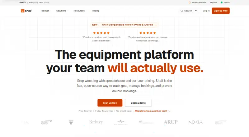 The Shelf homepage