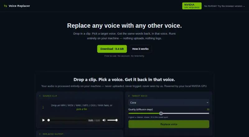 The Voice Replacer homepage