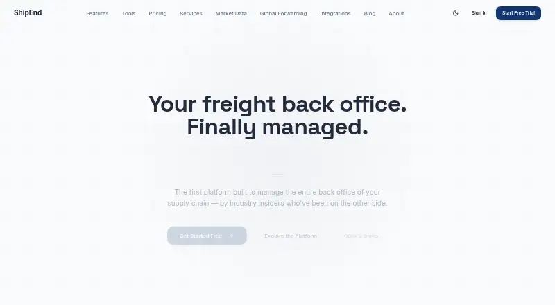 The ShipEnd homepage