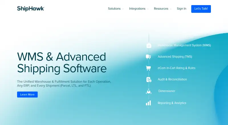 The ShipHawk homepage