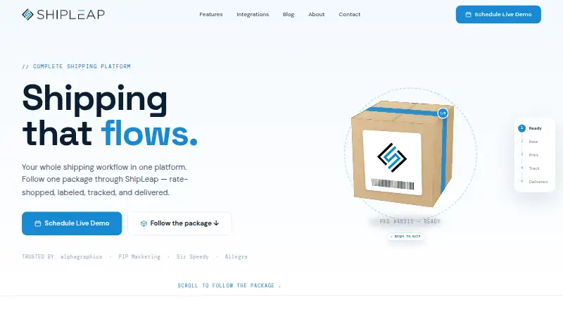 The ShipLeap homepage