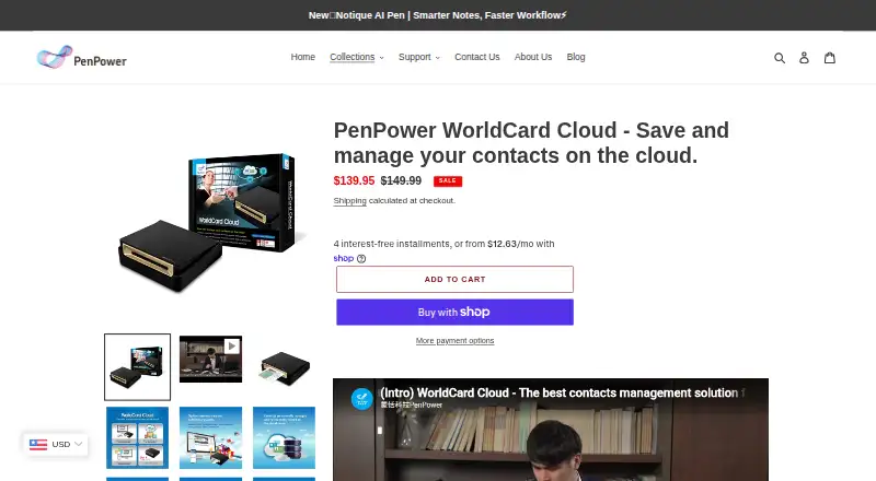 The WorldCard Cloud homepage