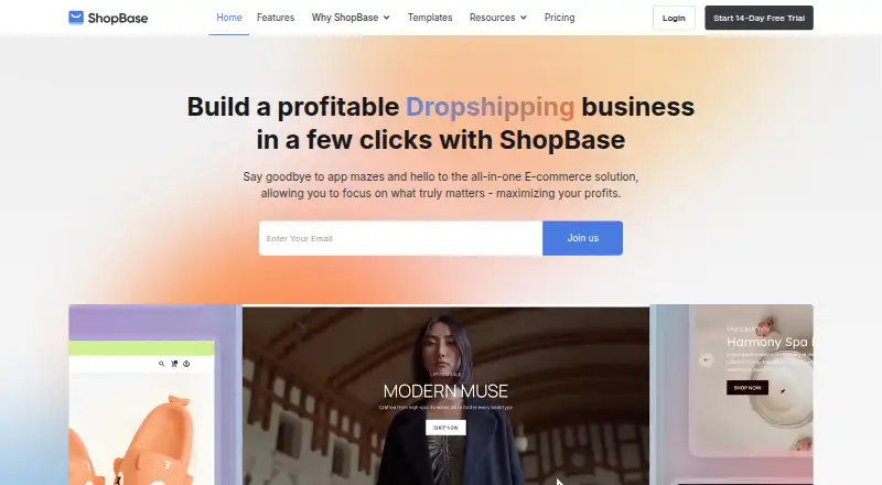 The ShopBase homepage