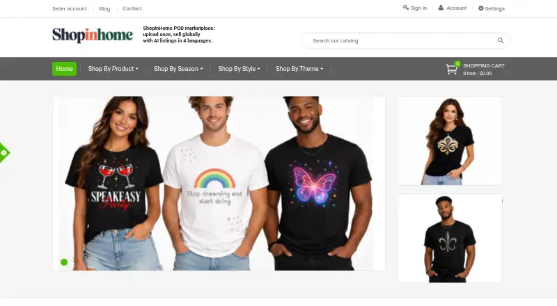The ShopInHome homepage