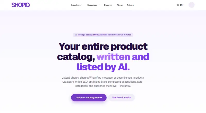 The CatalogAI homepage