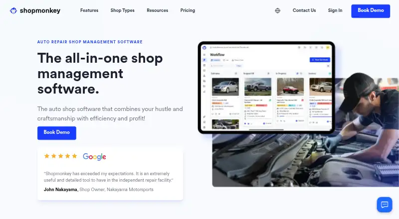 The Shopmonkey homepage