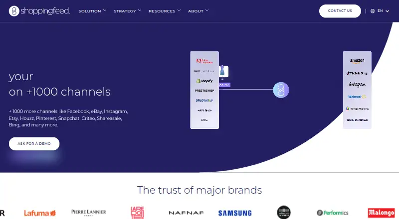 The Shoppingfeed homepage
