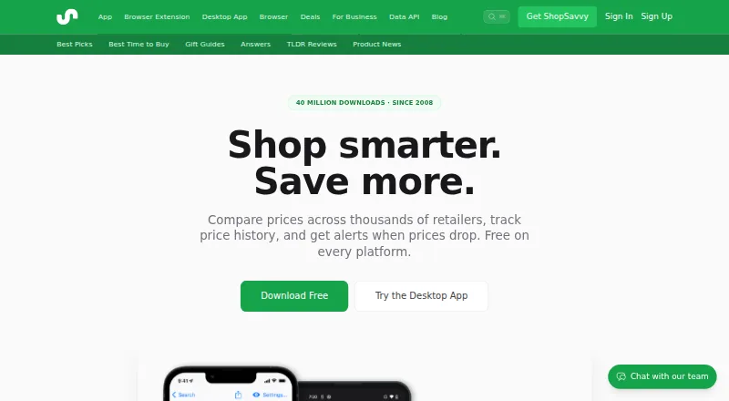 The ShopSavvy homepage