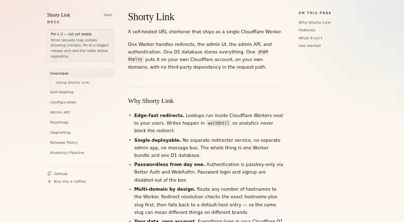 The Shorty Link homepage