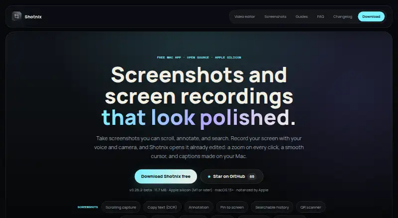 The Shotnix homepage