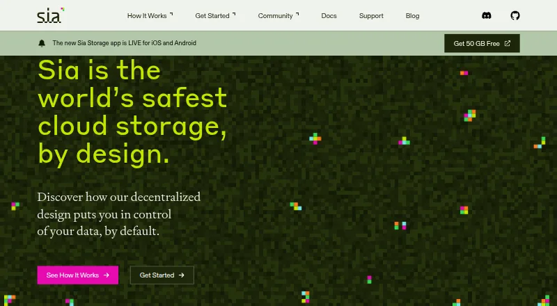 The Sia homepage