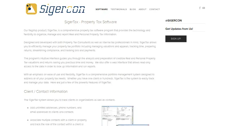 The SigerTax homepage