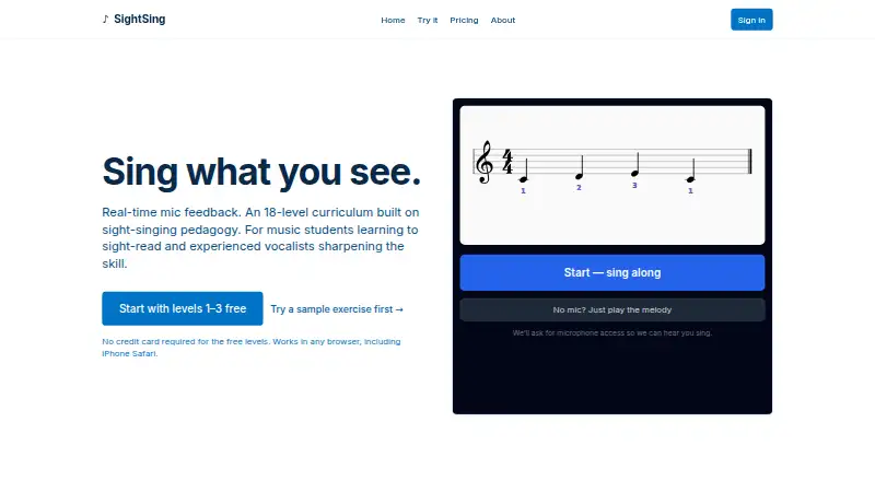 The SightSing homepage
