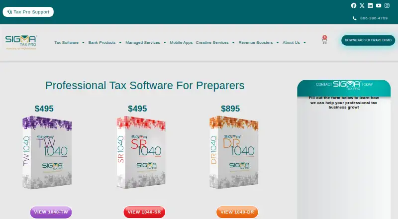 The Sigma Tax Pro homepage