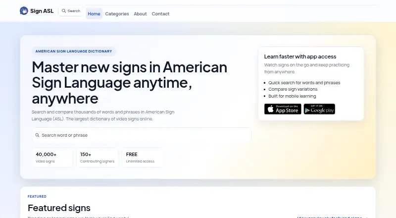 The Sign ASL homepage